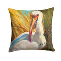 White Ibis Decorative Throw Pillow 14x14 Indoor Outdoor Accent Cushion, Fabric Cover with Insert for Sofa, Bed, Porch & Living Room