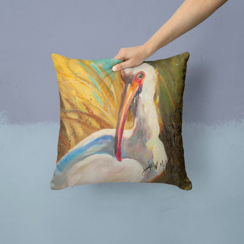 White Ibis Decorative Throw Pillow 14x14 Indoor Outdoor Accent Cushion, Fabric Cover with Insert for Sofa, Bed, Porch & Living Room