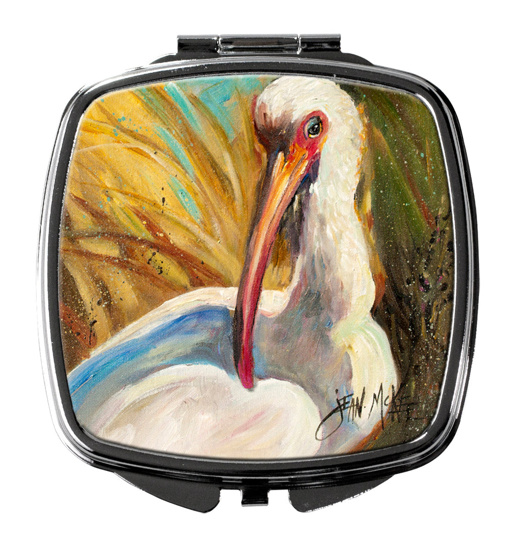 White Ibis Compact Mirror Decorative Travel Makeup Mirror for Women Girls Gifts Pocket Makeup Mirror Folding Handheld