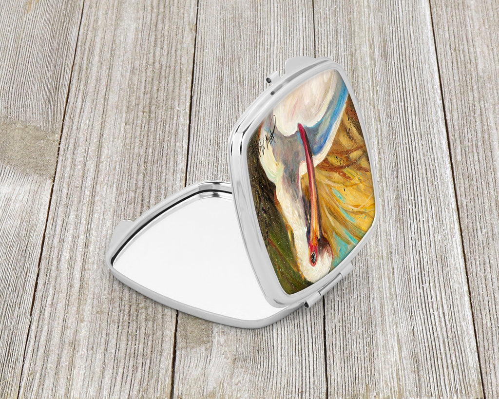 White Ibis Compact Mirror Decorative Travel Makeup Mirror for Women Girls Gifts Pocket Makeup Mirror Folding Handheld