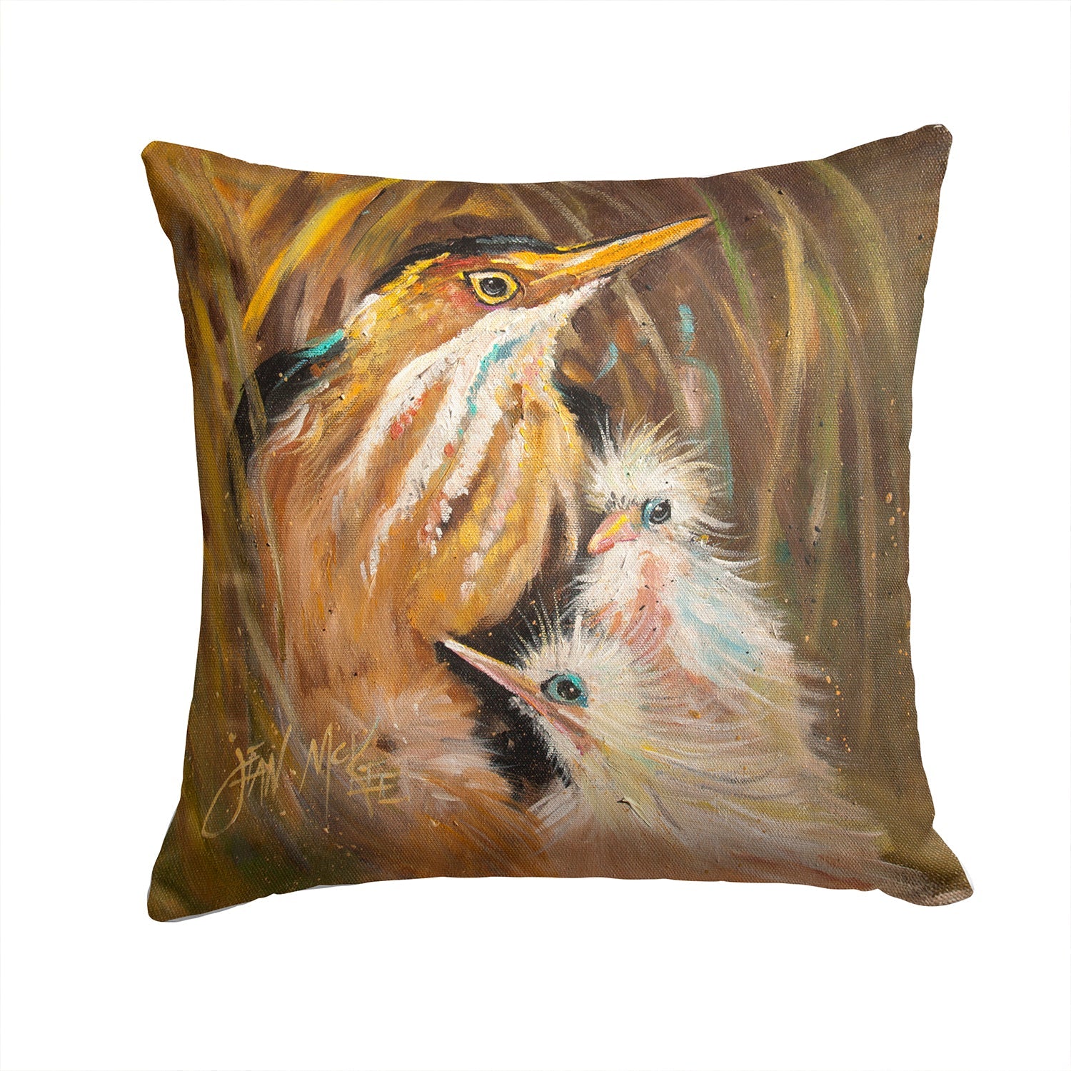 Happy Family Decorative Throw Pillow 14x14 Indoor Outdoor Accent Cushion, Fabric Cover with Insert for Sofa, Bed, Porch & Living Room