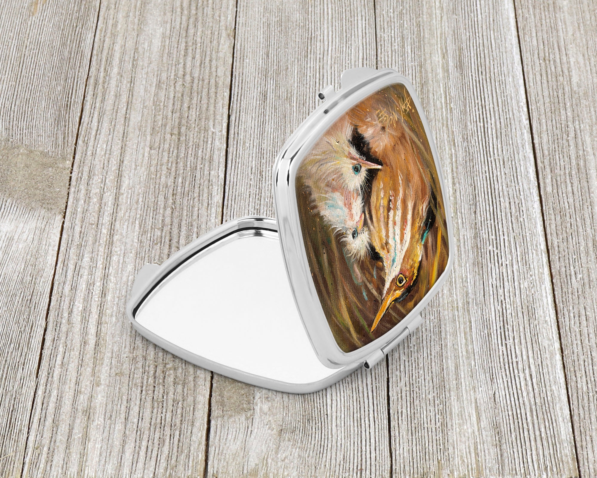 Happy Family Compact Mirror Decorative Travel Makeup Mirror for Women Girls Gifts Pocket Makeup Mirror Folding Handheld