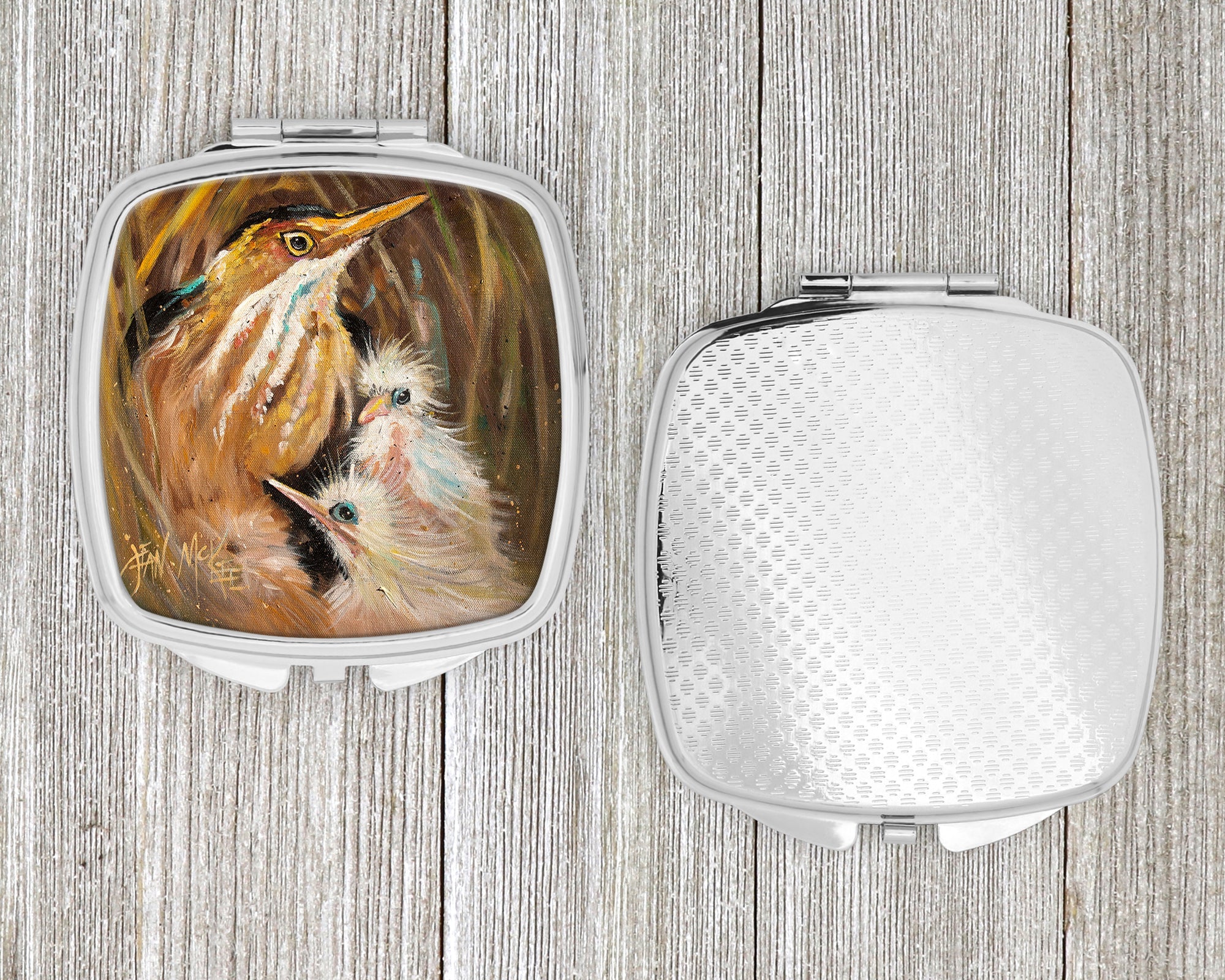Happy Family Compact Mirror Decorative Travel Makeup Mirror for Women Girls Gifts Pocket Makeup Mirror Folding Handheld