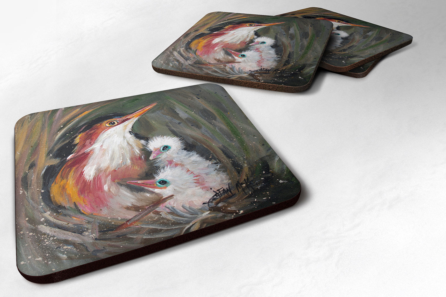 Happy Family Foam Coasters Set of 4 Cup Coasters for Indoor Outdoor, Tabletop Protection, Anti Slip, Mouse pad Material