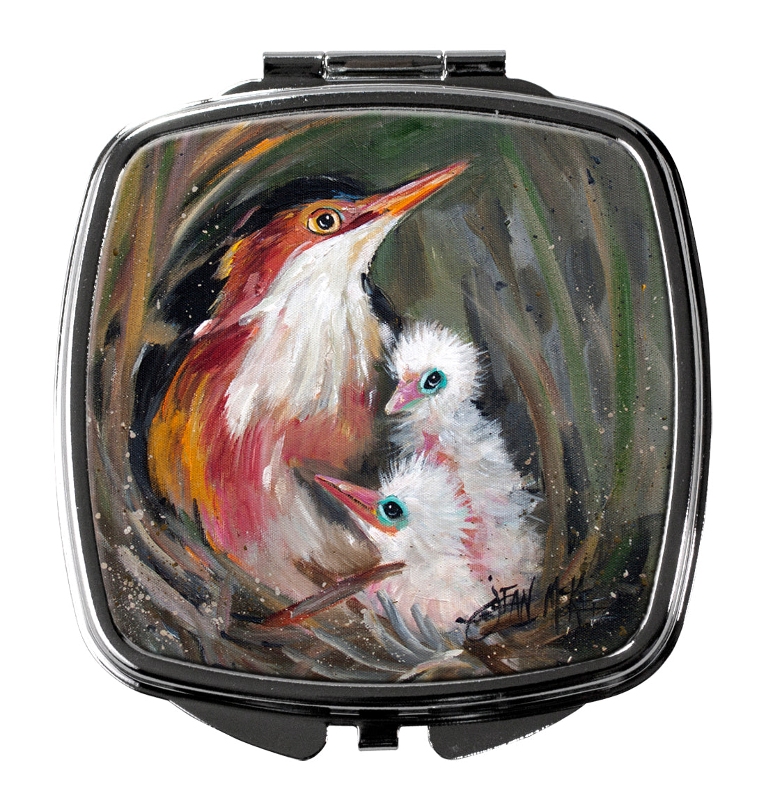 Happy Family Compact Mirror Decorative Travel Makeup Mirror for Women Girls Gifts Pocket Makeup Mirror Folding Handheld