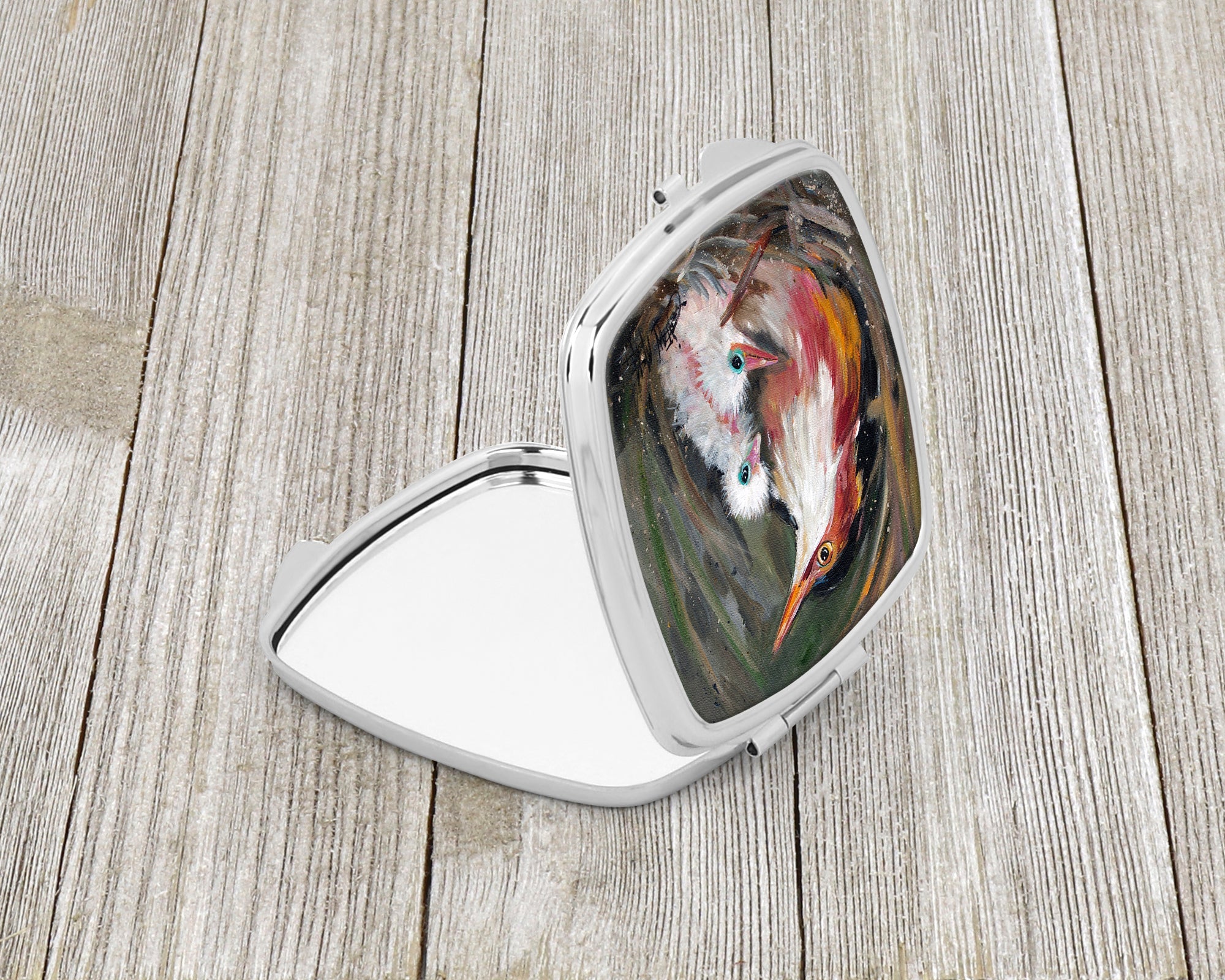 Happy Family Compact Mirror Decorative Travel Makeup Mirror for Women Girls Gifts Pocket Makeup Mirror Folding Handheld