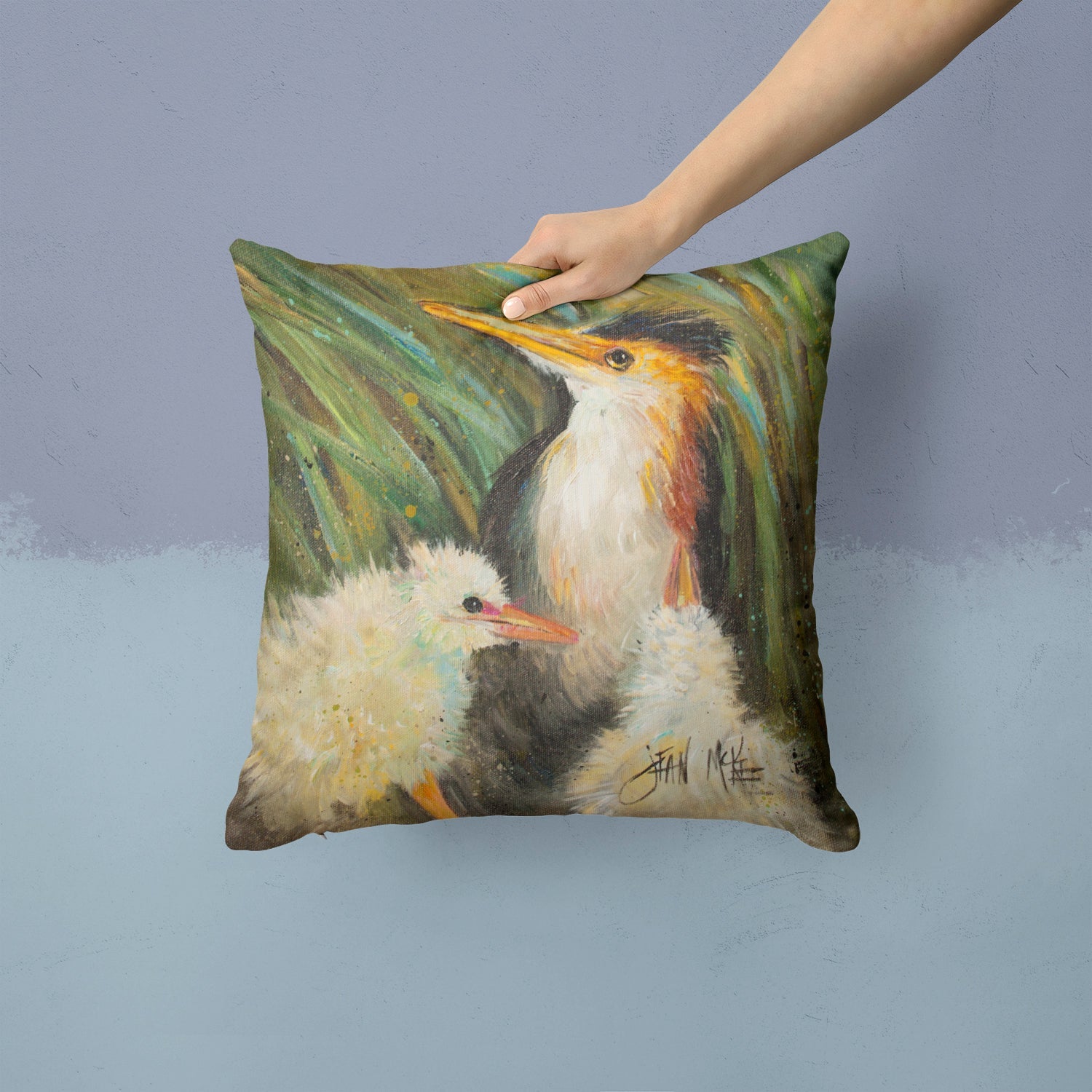 Happy Family Decorative Throw Pillow 14x14 Indoor Outdoor Accent Cushion, Fabric Cover with Insert for Sofa, Bed, Porch & Living Room