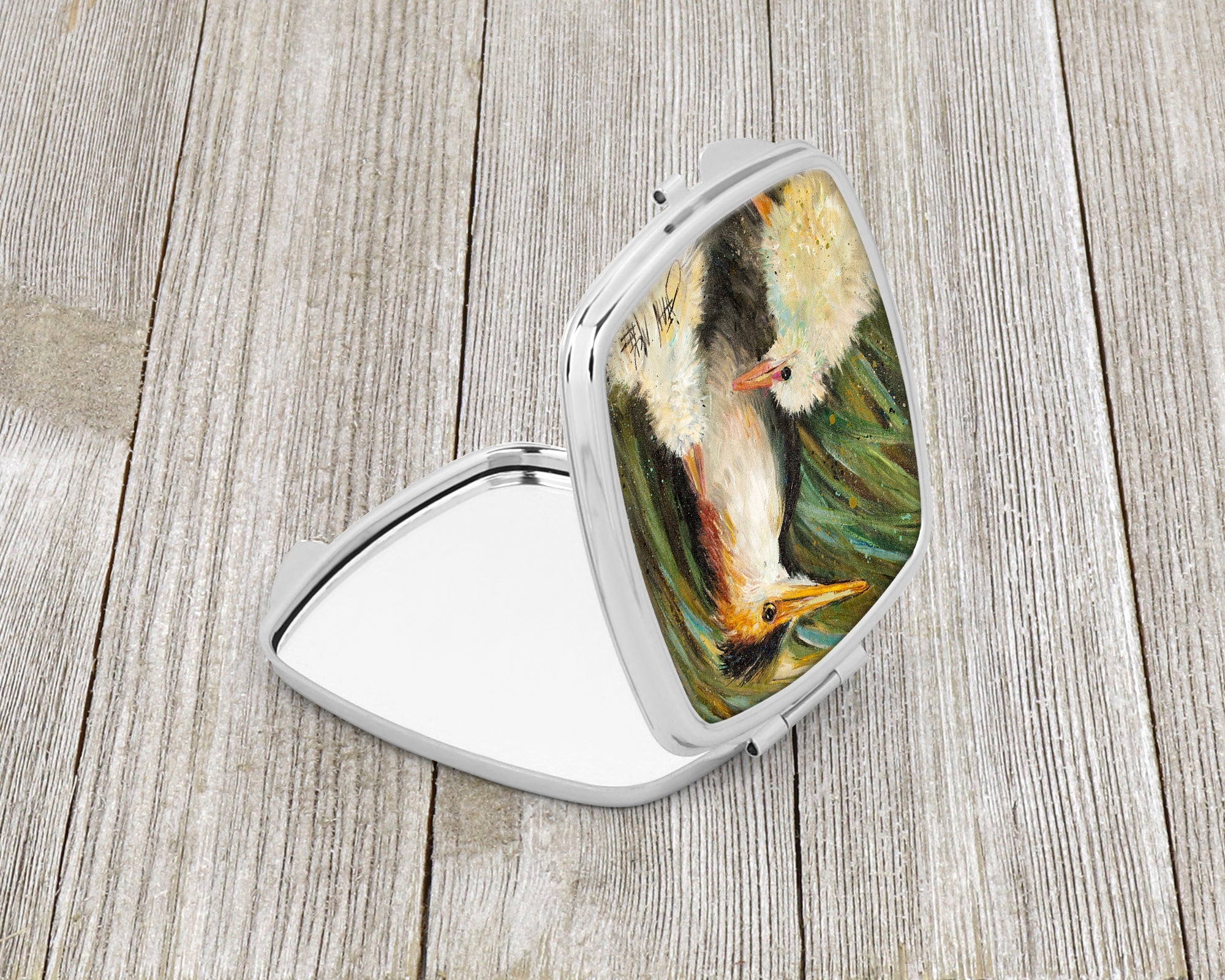 Happy Family Compact Mirror Decorative Travel Makeup Mirror for Women Girls Gifts Pocket Makeup Mirror Folding Handheld