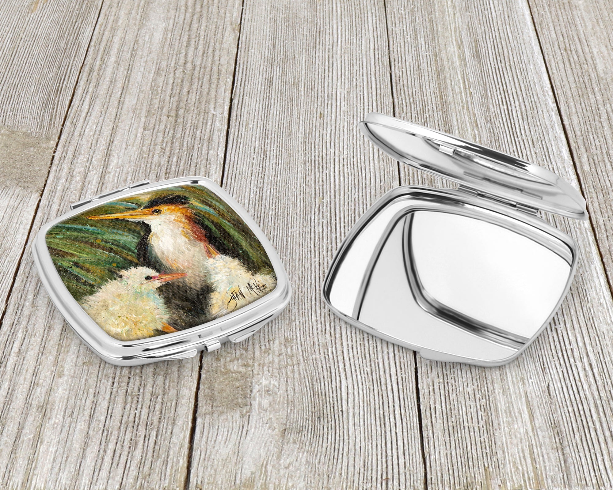 Happy Family Compact Mirror Decorative Travel Makeup Mirror for Women Girls Gifts Pocket Makeup Mirror Folding Handheld