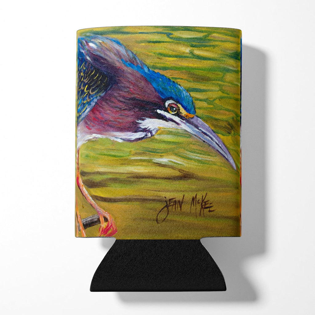 Green Heron Can or Bottle Hugger Cooler Sleeve for Standard 12 oz Cans, Insulated Foam Beer & Soda Can Hugger Reusable