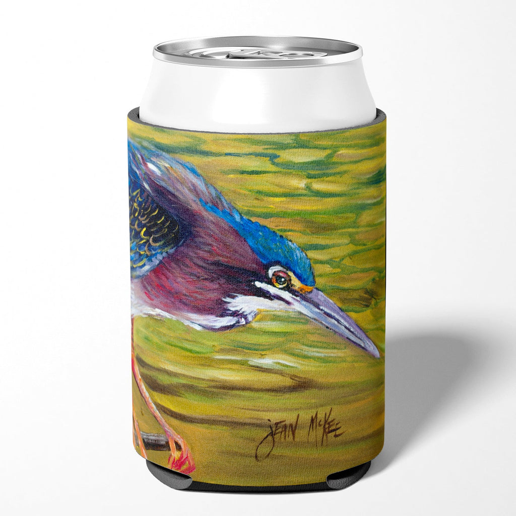 Green Heron Can or Bottle Hugger Cooler Sleeve for Standard 12 oz Cans, Insulated Foam Beer & Soda Can Hugger Reusable
