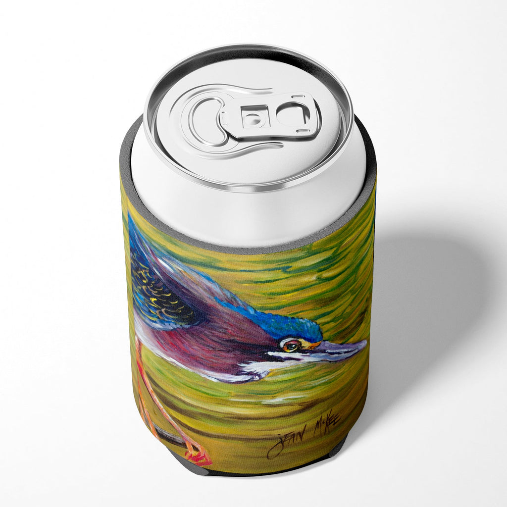 Green Heron Can or Bottle Hugger Cooler Sleeve for Standard 12 oz Cans, Insulated Foam Beer & Soda Can Hugger Reusable