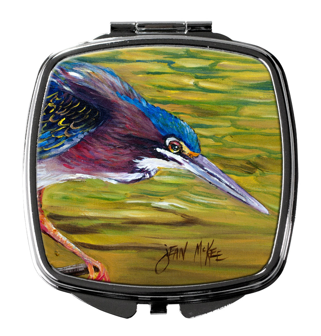 Green Heron Compact Mirror Decorative Travel Makeup Mirror for Women Girls Gifts Pocket Makeup Mirror Folding Handheld