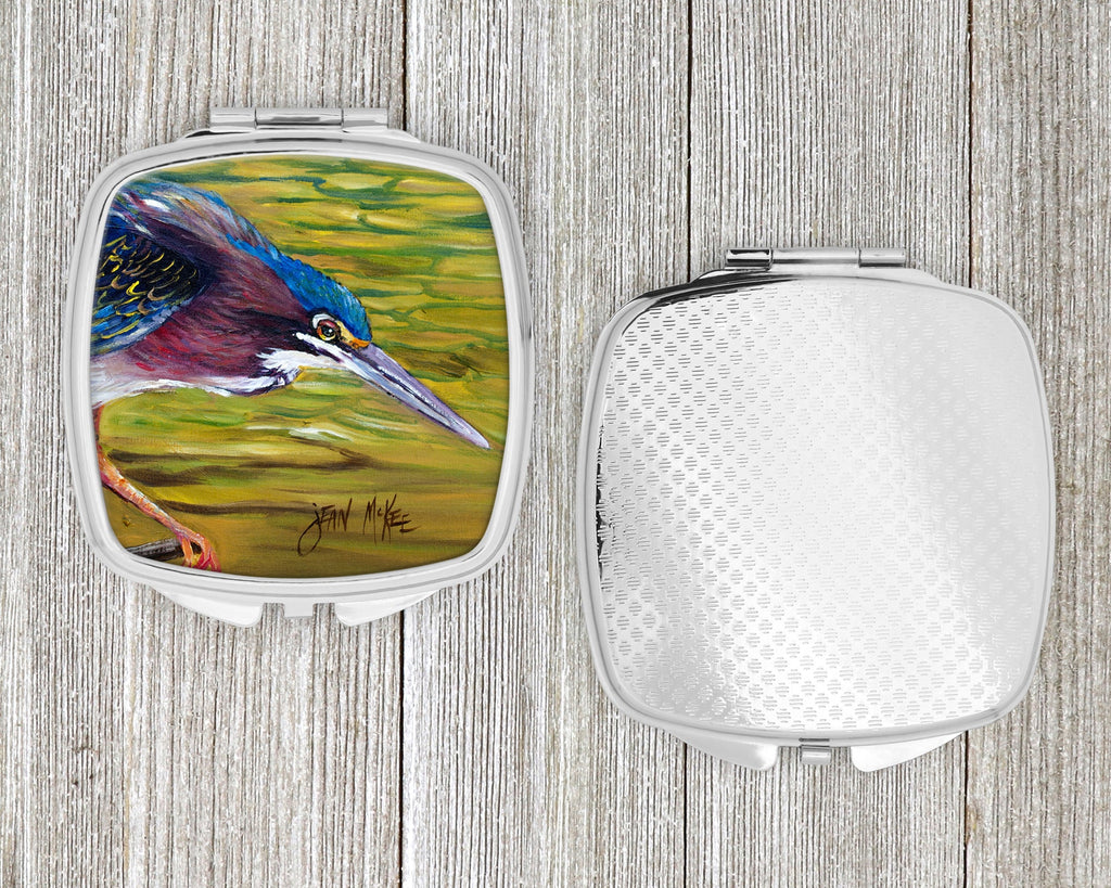Green Heron Compact Mirror Decorative Travel Makeup Mirror for Women Girls Gifts Pocket Makeup Mirror Folding Handheld