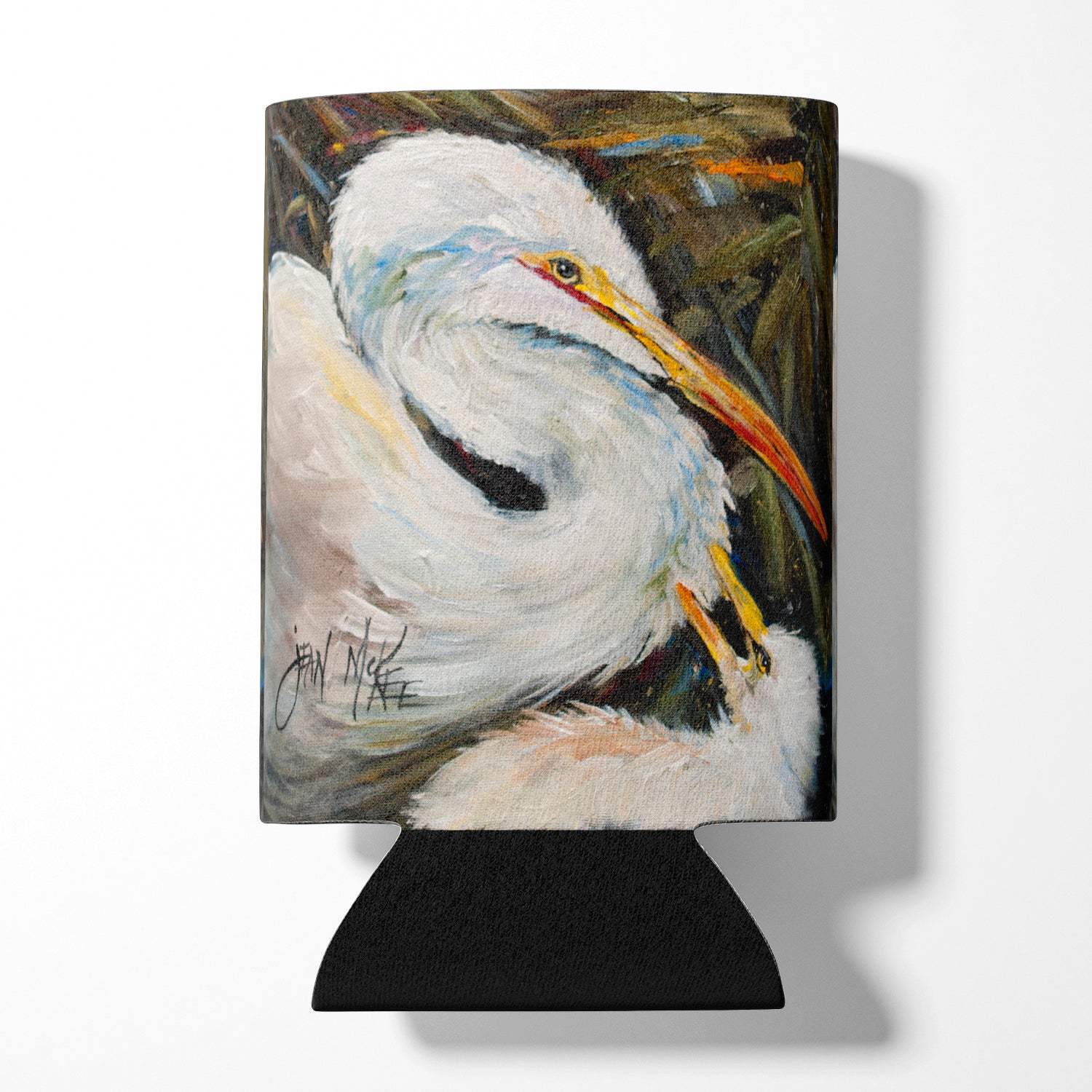 White Egret Can or Bottle Hugger Cooler Sleeve for Standard 12 oz Cans, Insulated Foam Beer & Soda Can Hugger Reusable