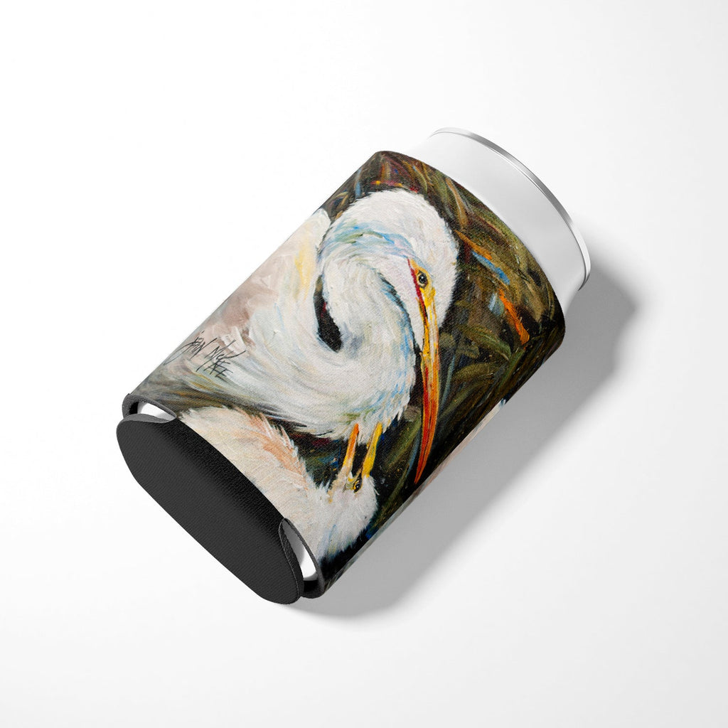 White Egret Can or Bottle Hugger Cooler Sleeve for Standard 12 oz Cans, Insulated Foam Beer & Soda Can Hugger Reusable
