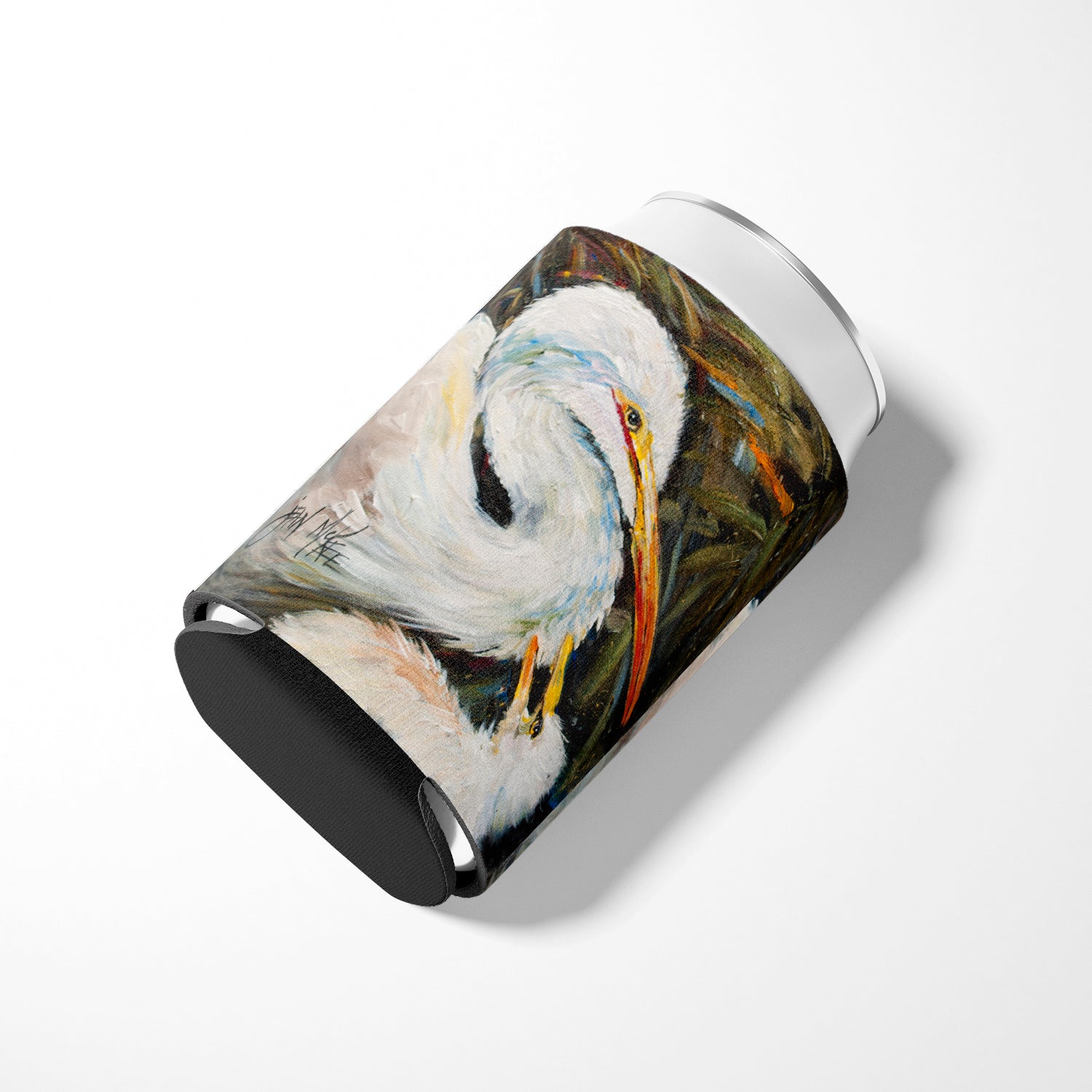 White Egret Can or Bottle Hugger Cooler Sleeve for Standard 12 oz Cans, Insulated Foam Beer & Soda Can Hugger Reusable
