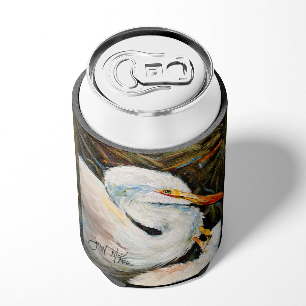 White Egret Can or Bottle Hugger Cooler Sleeve for Standard 12 oz Cans, Insulated Foam Beer & Soda Can Hugger Reusable