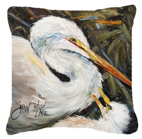 White Egret Decorative Throw Pillow 18x18 Indoor Outdoor Accent Cushion, Fabric Cover with Insert for Sofa, Bed, Porch & Living Room