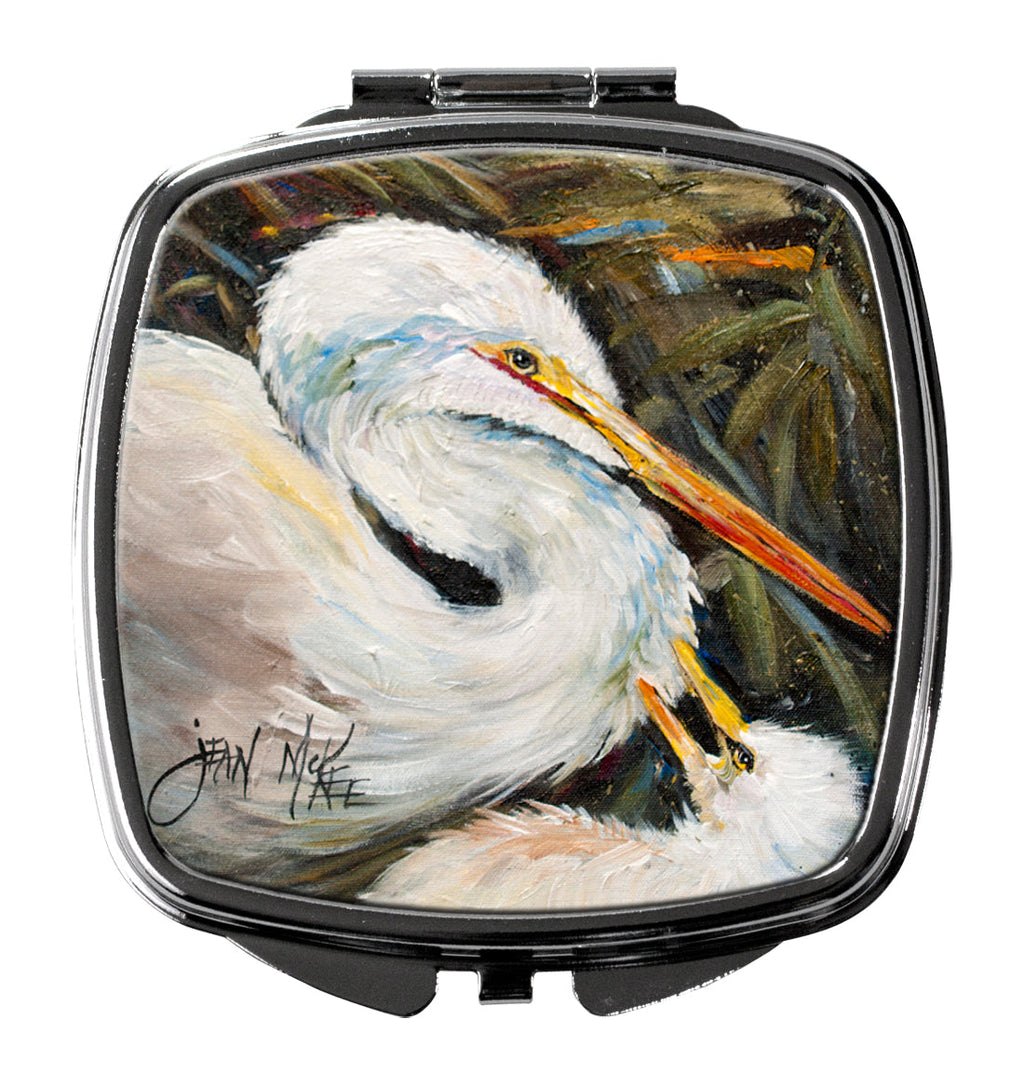 White Egret Compact Mirror Decorative Travel Makeup Mirror for Women Girls Gifts Pocket Makeup Mirror Folding Handheld