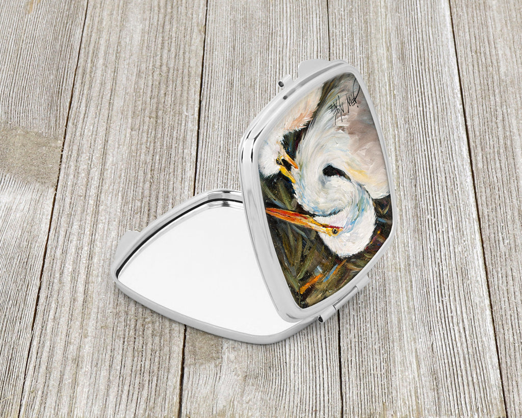 White Egret Compact Mirror Decorative Travel Makeup Mirror for Women Girls Gifts Pocket Makeup Mirror Folding Handheld