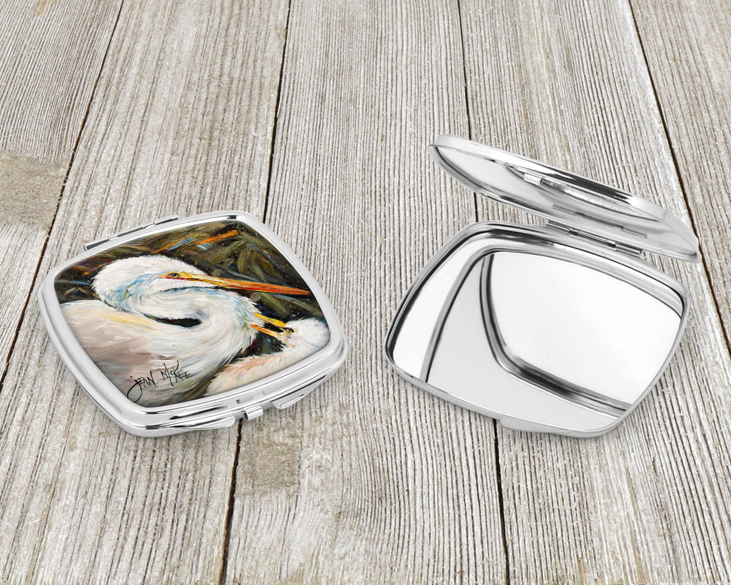 White Egret Compact Mirror Decorative Travel Makeup Mirror for Women Girls Gifts Pocket Makeup Mirror Folding Handheld