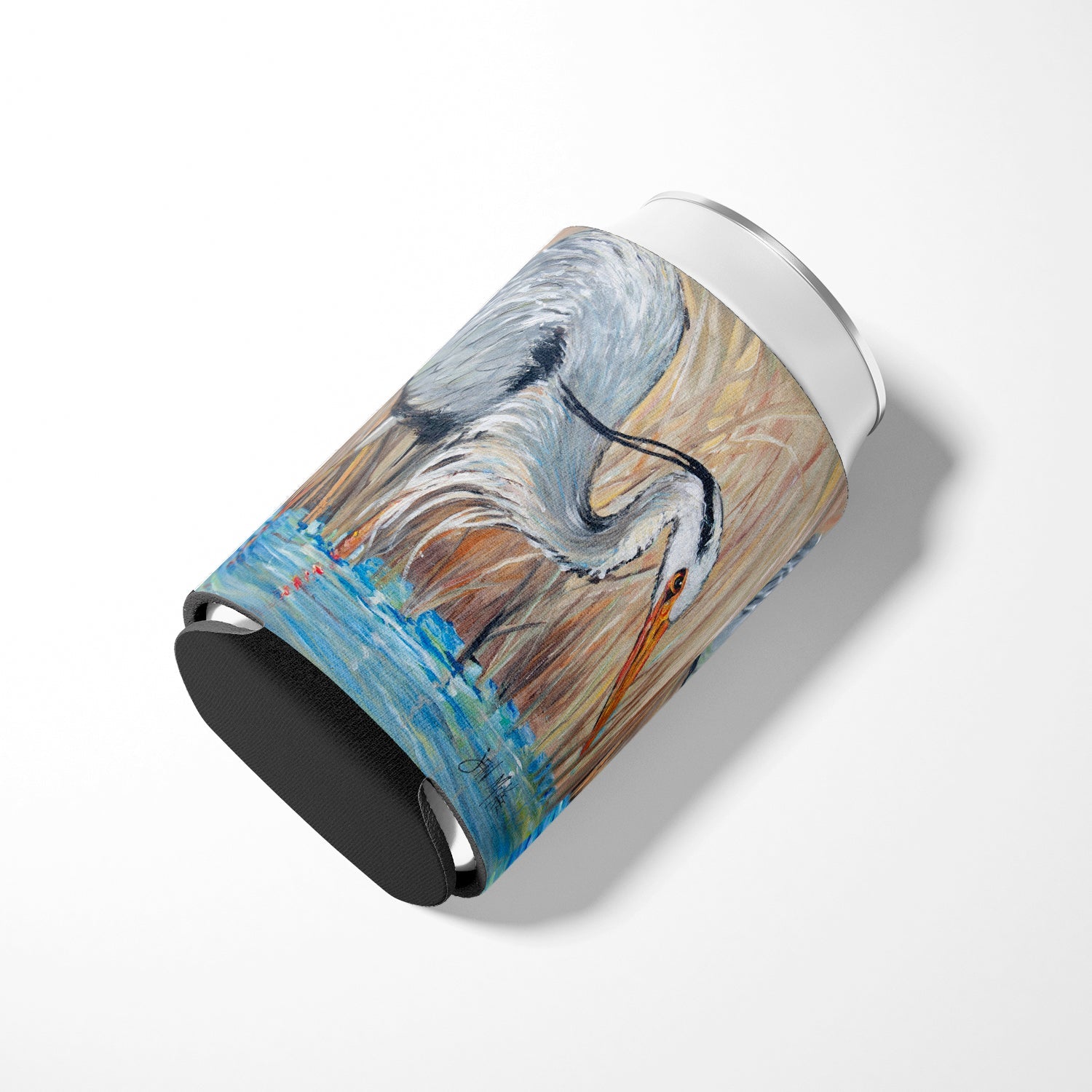 Blue Heron Can or Bottle Hugger Cooler Sleeve for Standard 12 oz Cans, Insulated Foam Beer & Soda Can Hugger Reusable