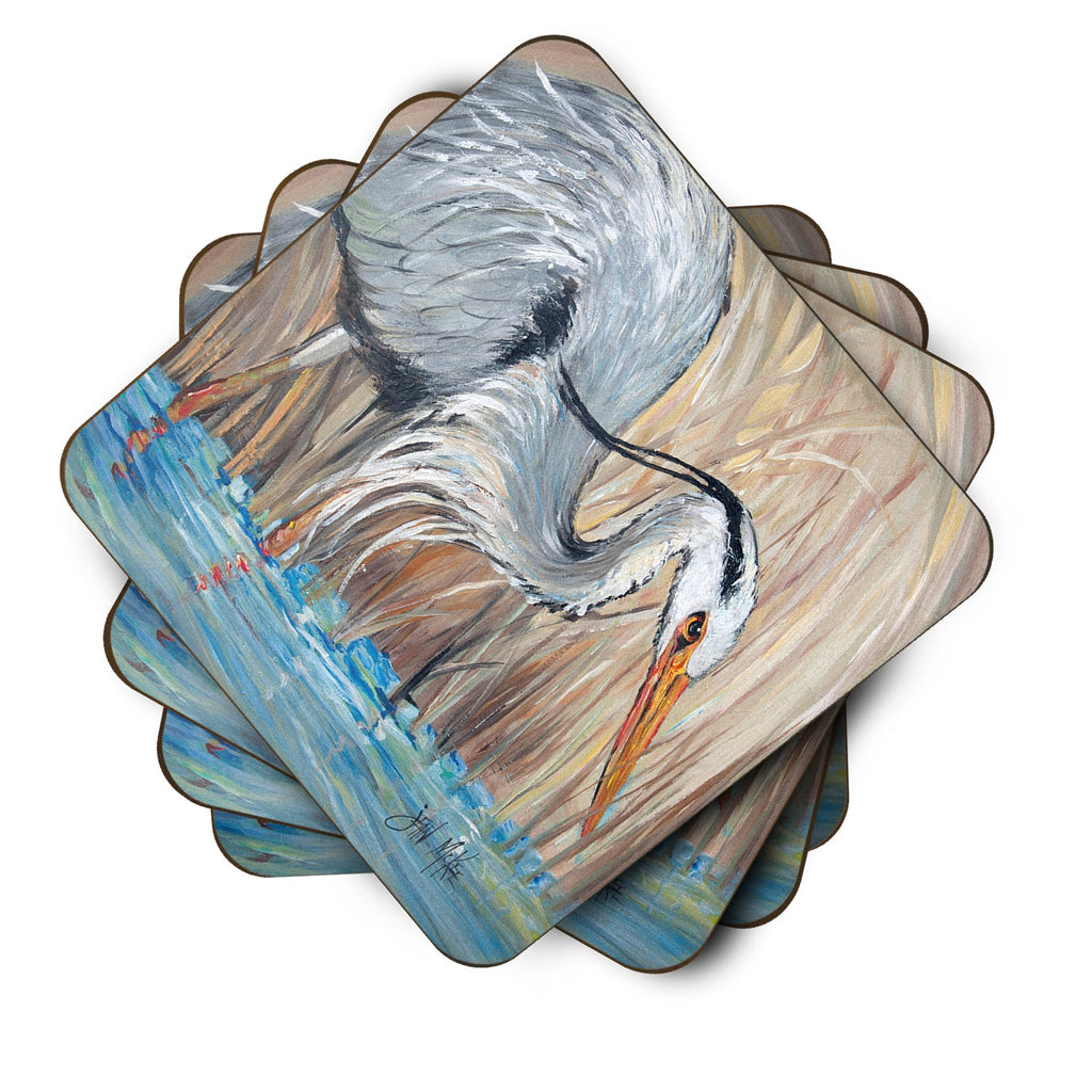 Blue Heron Foam Coasters Set of 4 Cup Coasters for Indoor Outdoor, Tabletop Protection, Anti Slip, Mouse pad Material