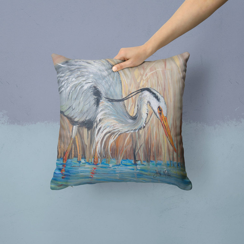Blue Heron Decorative Throw Pillow 14x14 Indoor Outdoor Accent Cushion, Fabric Cover with Insert for Sofa, Bed, Porch & Living Room
