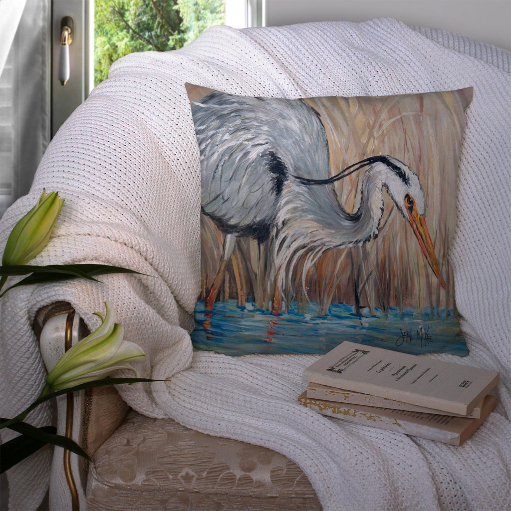 Blue Heron Decorative Throw Pillow 14x14 Indoor Outdoor Accent Cushion, Fabric Cover with Insert for Sofa, Bed, Porch & Living Room