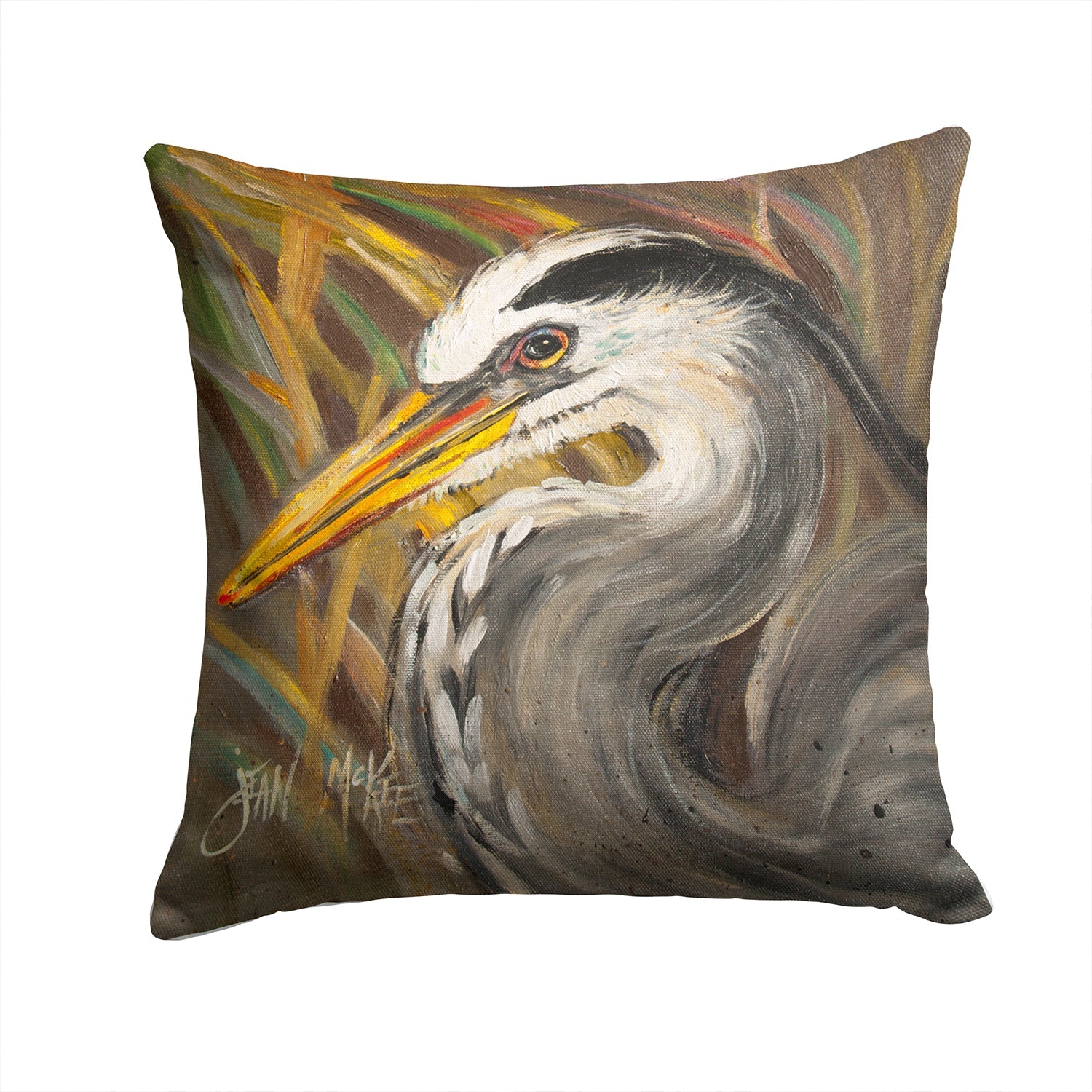 Blue Heron Decorative Throw Pillow 14x14 Indoor Outdoor Accent Cushion, Fabric Cover with Insert for Sofa, Bed, Porch & Living Room
