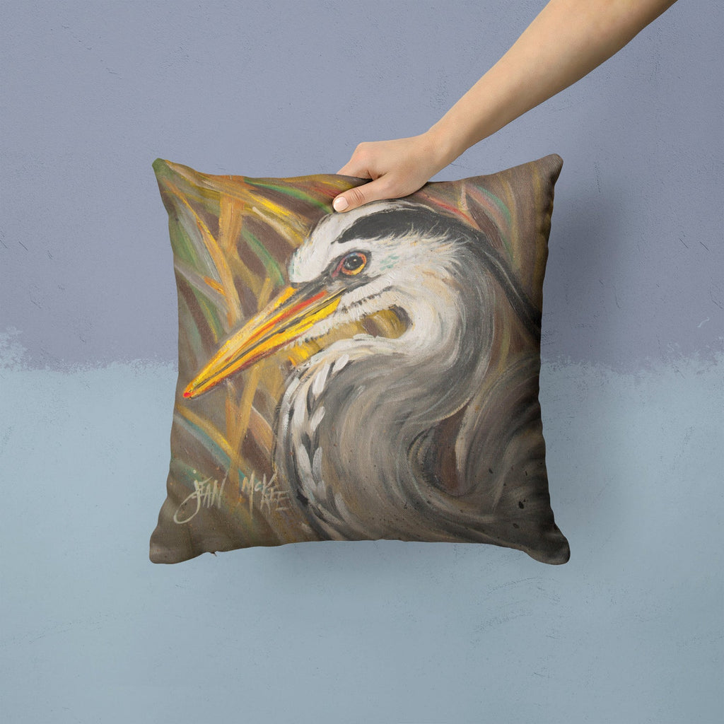 Blue Heron Decorative Throw Pillow 14x14 Indoor Outdoor Accent Cushion, Fabric Cover with Insert for Sofa, Bed, Porch & Living Room