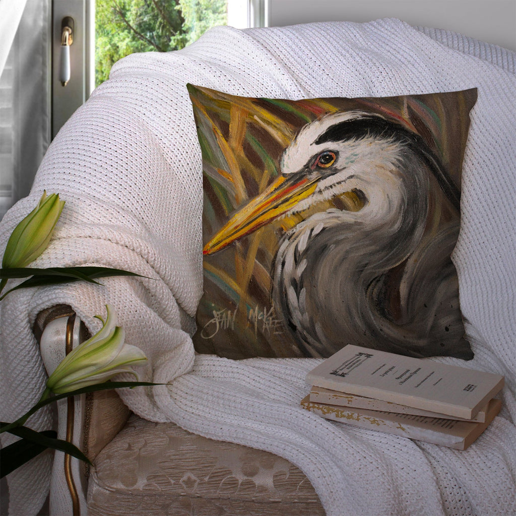 Blue Heron Decorative Throw Pillow 14x14 Indoor Outdoor Accent Cushion, Fabric Cover with Insert for Sofa, Bed, Porch & Living Room