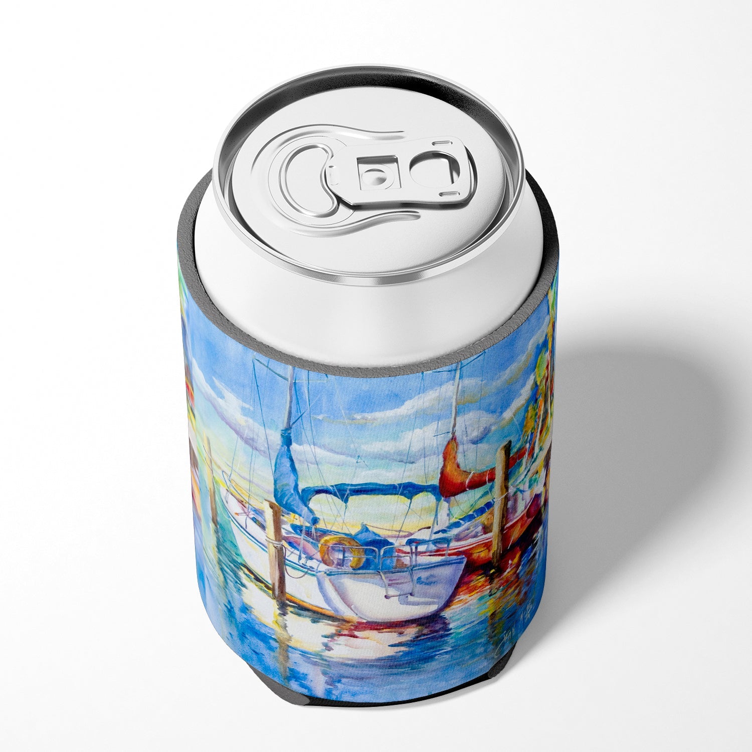 Towering Q Sailboats Can or Bottle Hugger Cooler Sleeve for Standard 12 oz Cans, Insulated Foam Beer & Soda Can Hugger Reusable