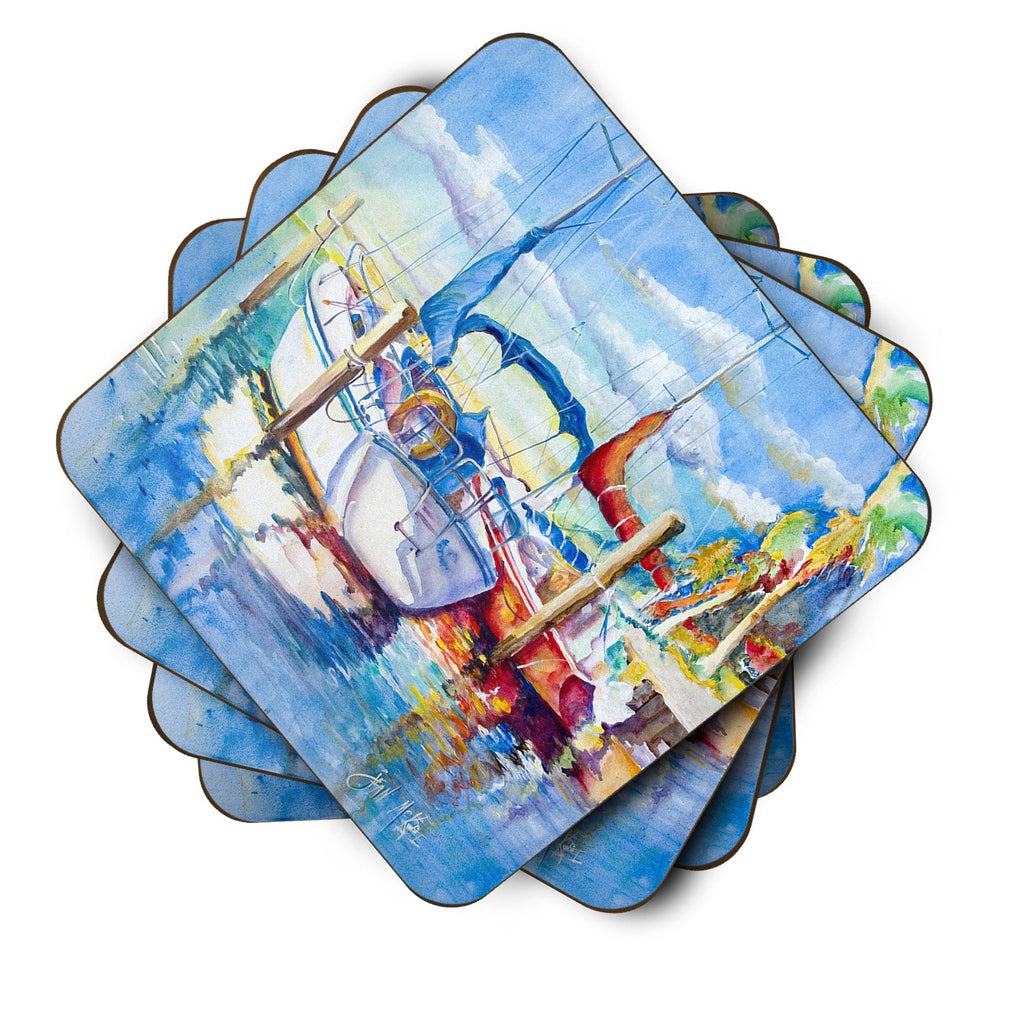 Towering Q Sailboats Foam Coasters Set of 4 Cup Coasters for Indoor Outdoor, Tabletop Protection, Anti Slip, Mouse pad Material
