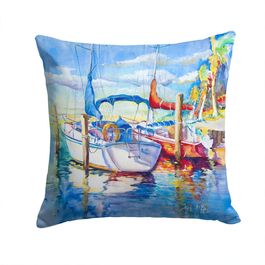 Towering Q Sailboats Decorative Throw Pillow 14x14 Indoor Outdoor Accent Cushion, Fabric Cover with Insert for Sofa, Bed, Porch & Living Room