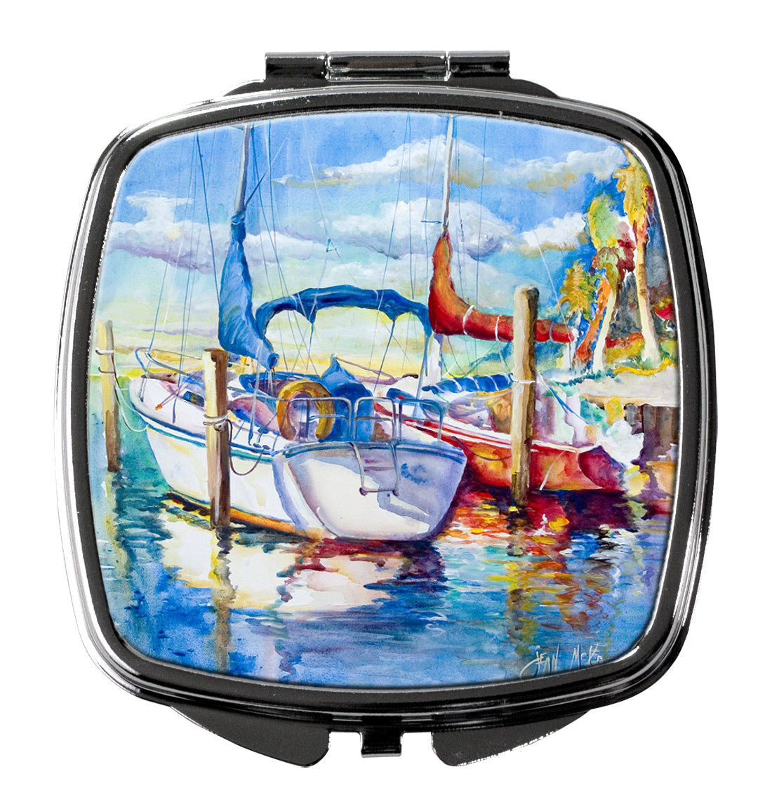 Towering Q Sailboats Compact Mirror Decorative Travel Makeup Mirror for Women Girls Gifts Pocket Makeup Mirror Folding Handheld