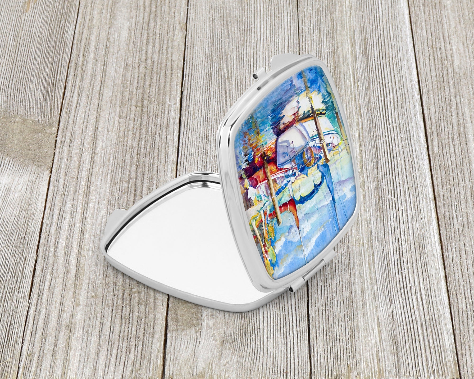 Towering Q Sailboats Compact Mirror Decorative Travel Makeup Mirror for Women Girls Gifts Pocket Makeup Mirror Folding Handheld