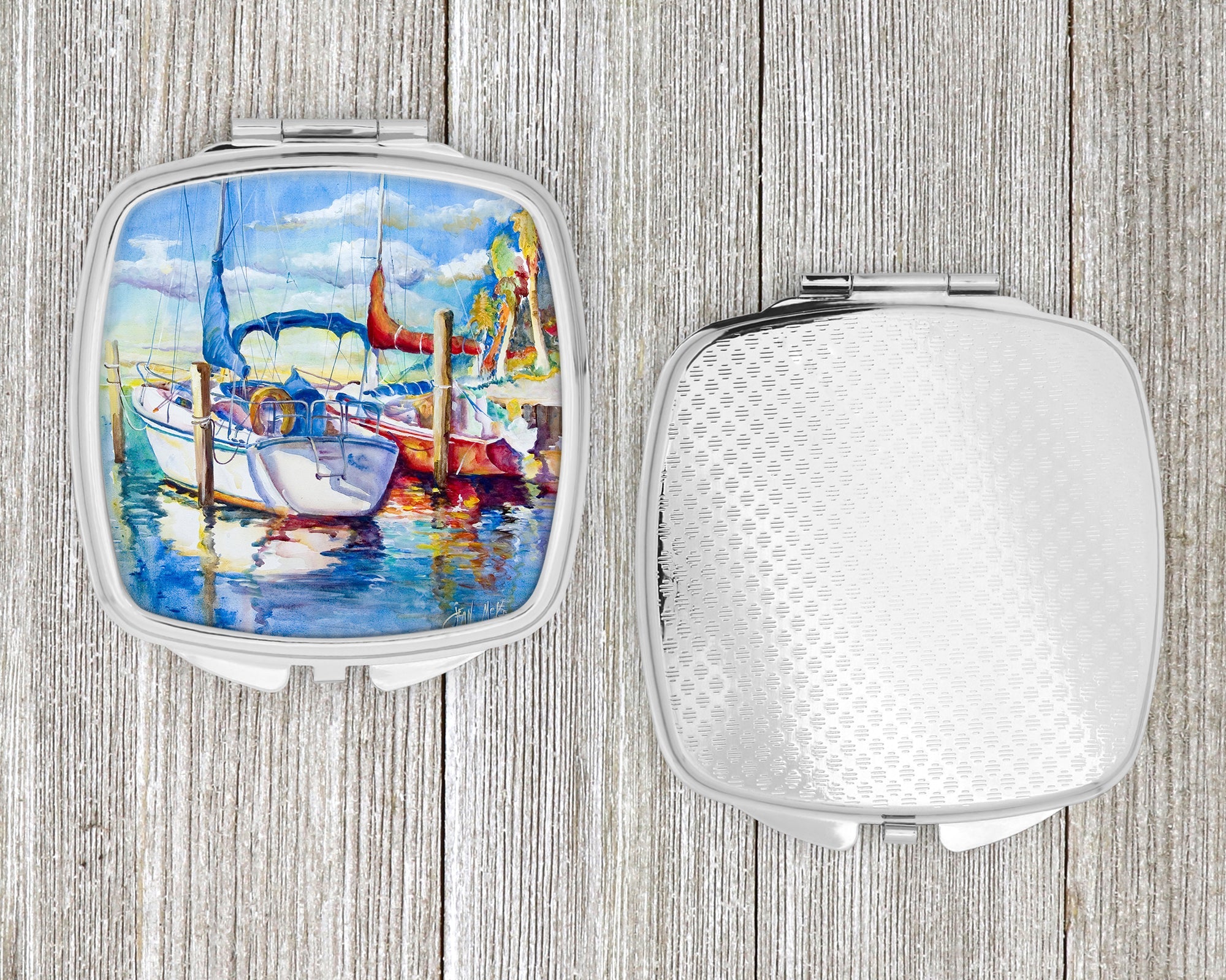 Towering Q Sailboats Compact Mirror Decorative Travel Makeup Mirror for Women Girls Gifts Pocket Makeup Mirror Folding Handheld