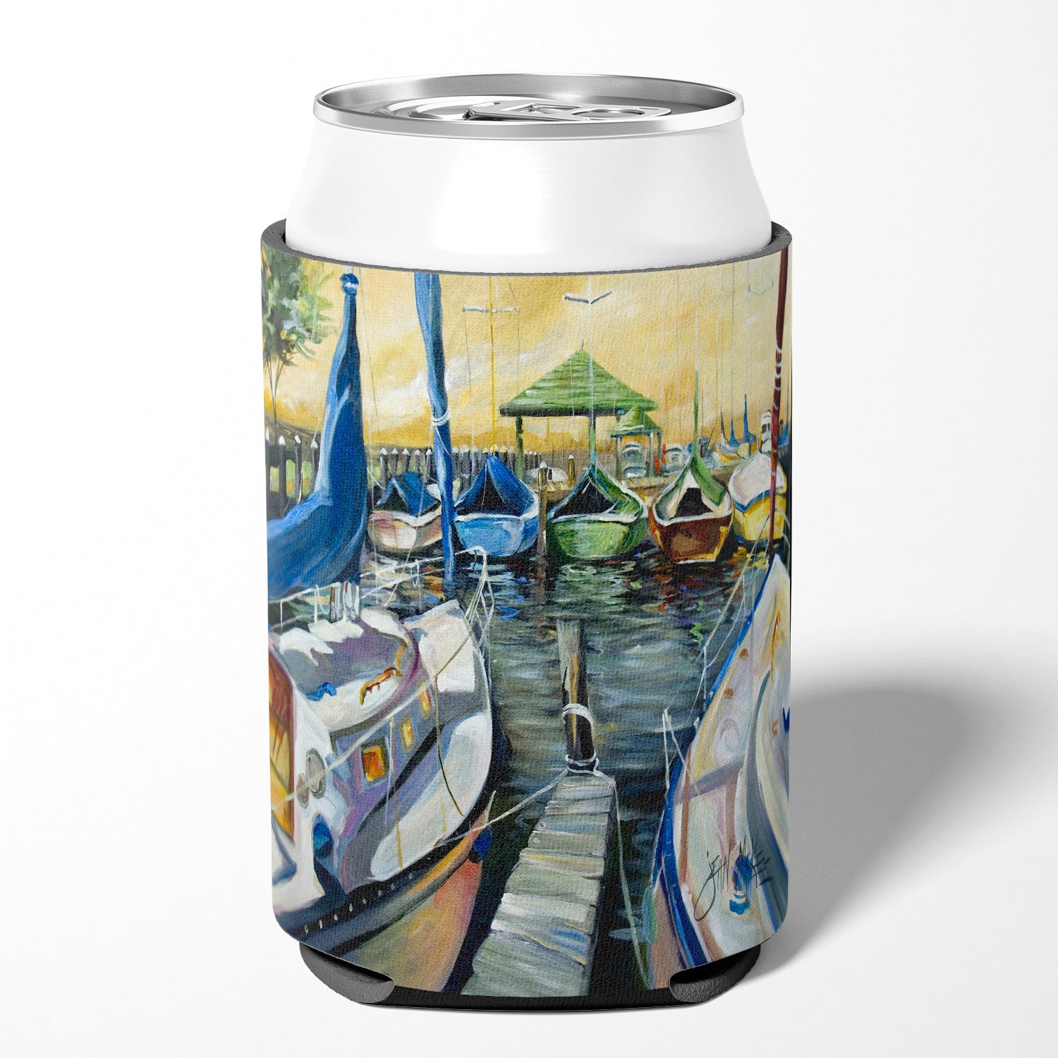 Seven Boats Sailboats Can or Bottle Hugger Cooler Sleeve for Standard 12 oz Cans, Insulated Foam Beer & Soda Can Hugger Reusable