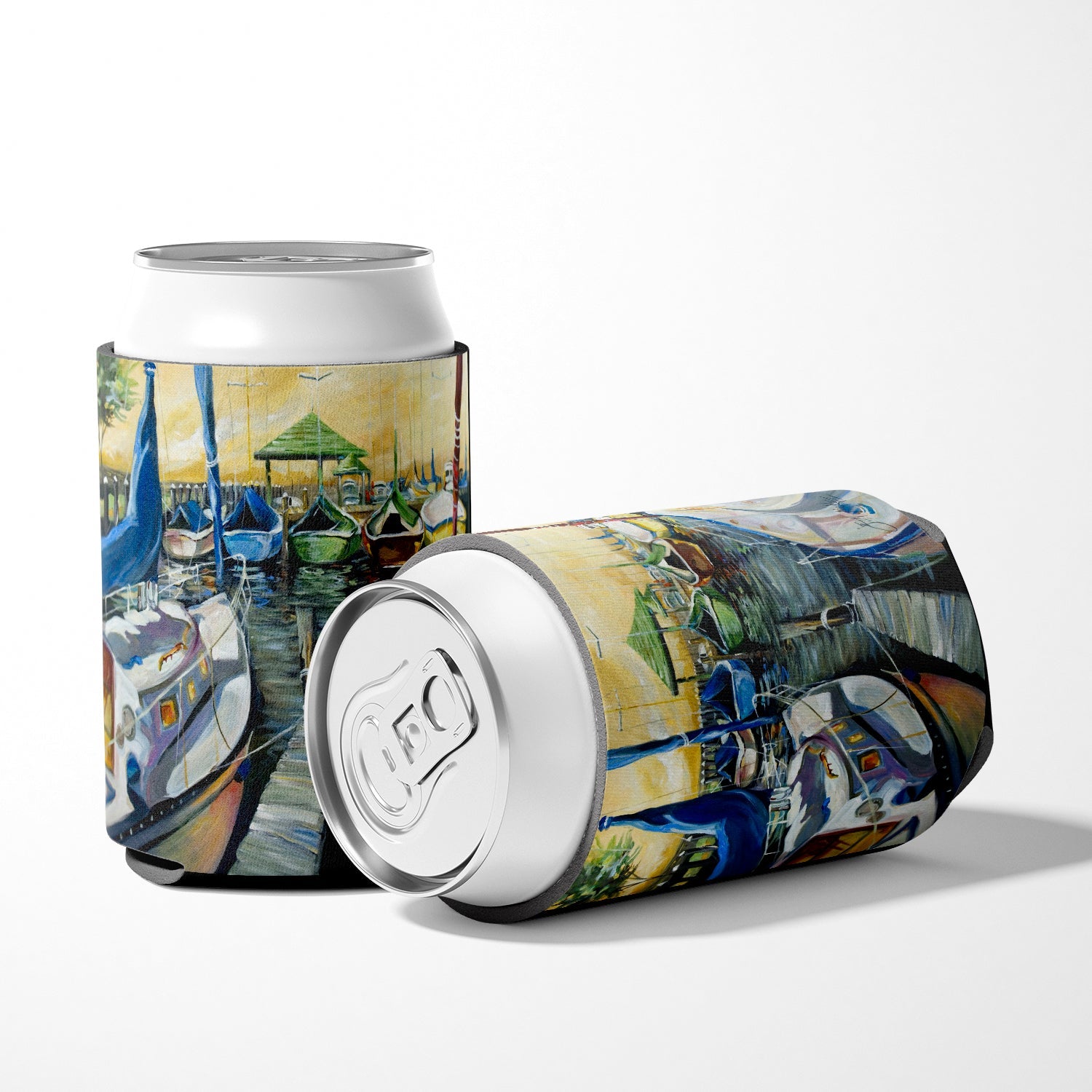 Seven Boats Sailboats Can or Bottle Hugger Cooler Sleeve for Standard 12 oz Cans, Insulated Foam Beer & Soda Can Hugger Reusable