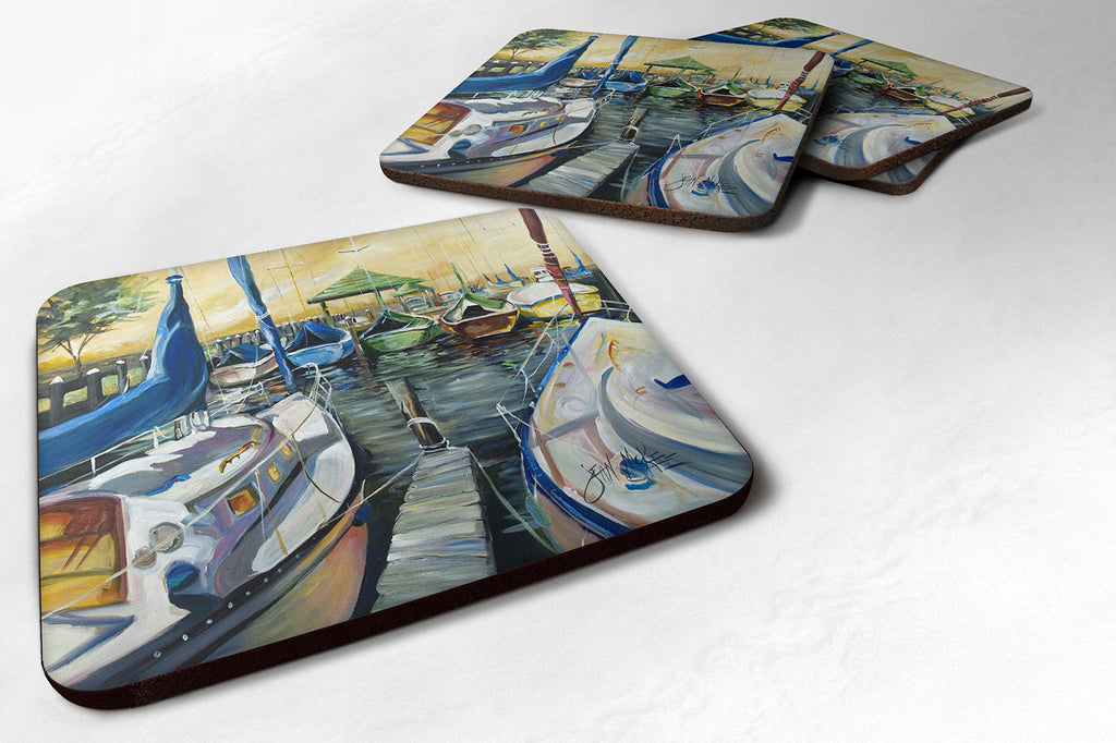 Seven Boats Sailboats Foam Coasters Set of 4 Cup Coasters for Indoor Outdoor, Tabletop Protection, Anti Slip, Mouse pad Material