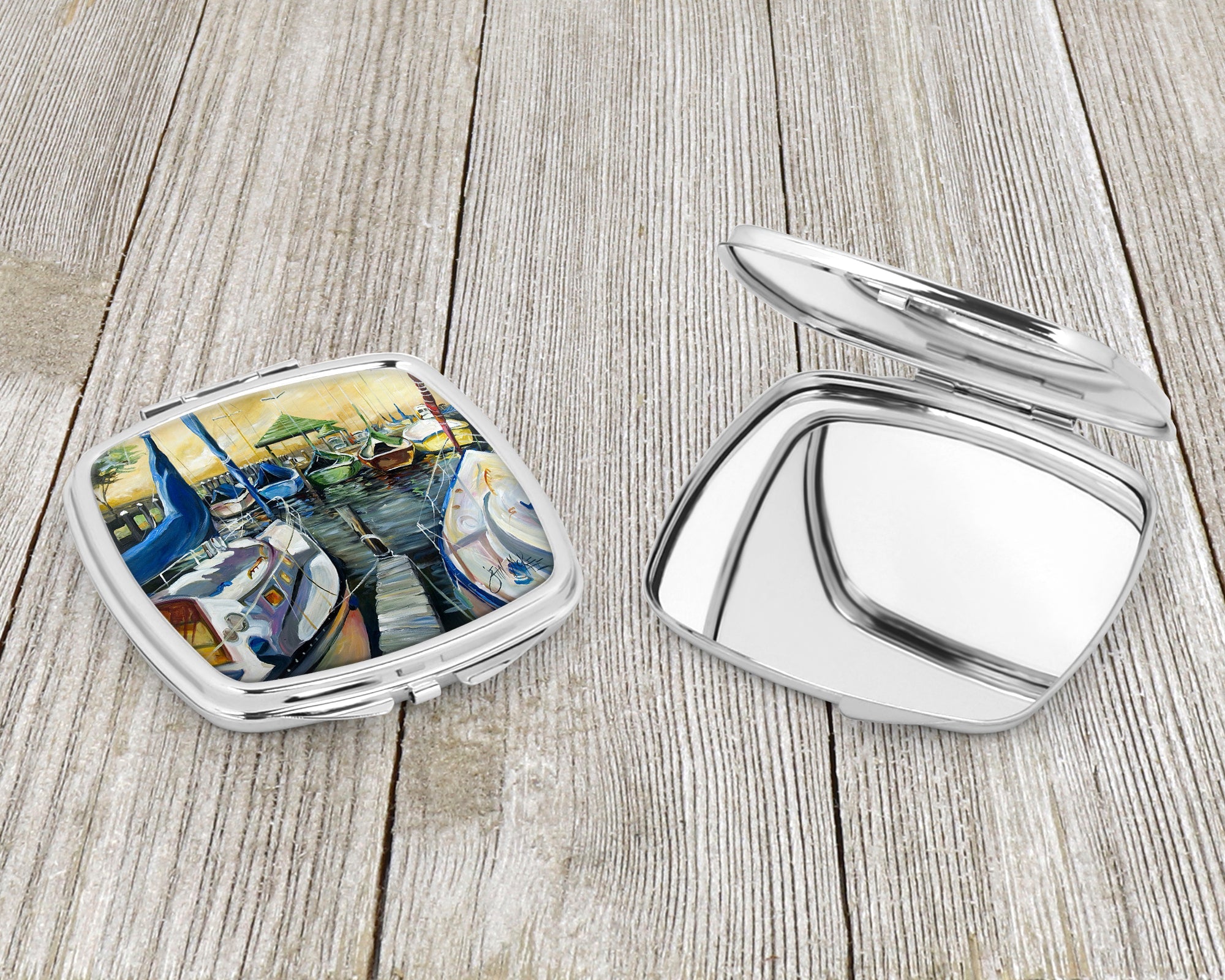 Seven Boats Sailboats Compact Mirror Decorative Travel Makeup Mirror for Women Girls Gifts Pocket Makeup Mirror Folding Handheld