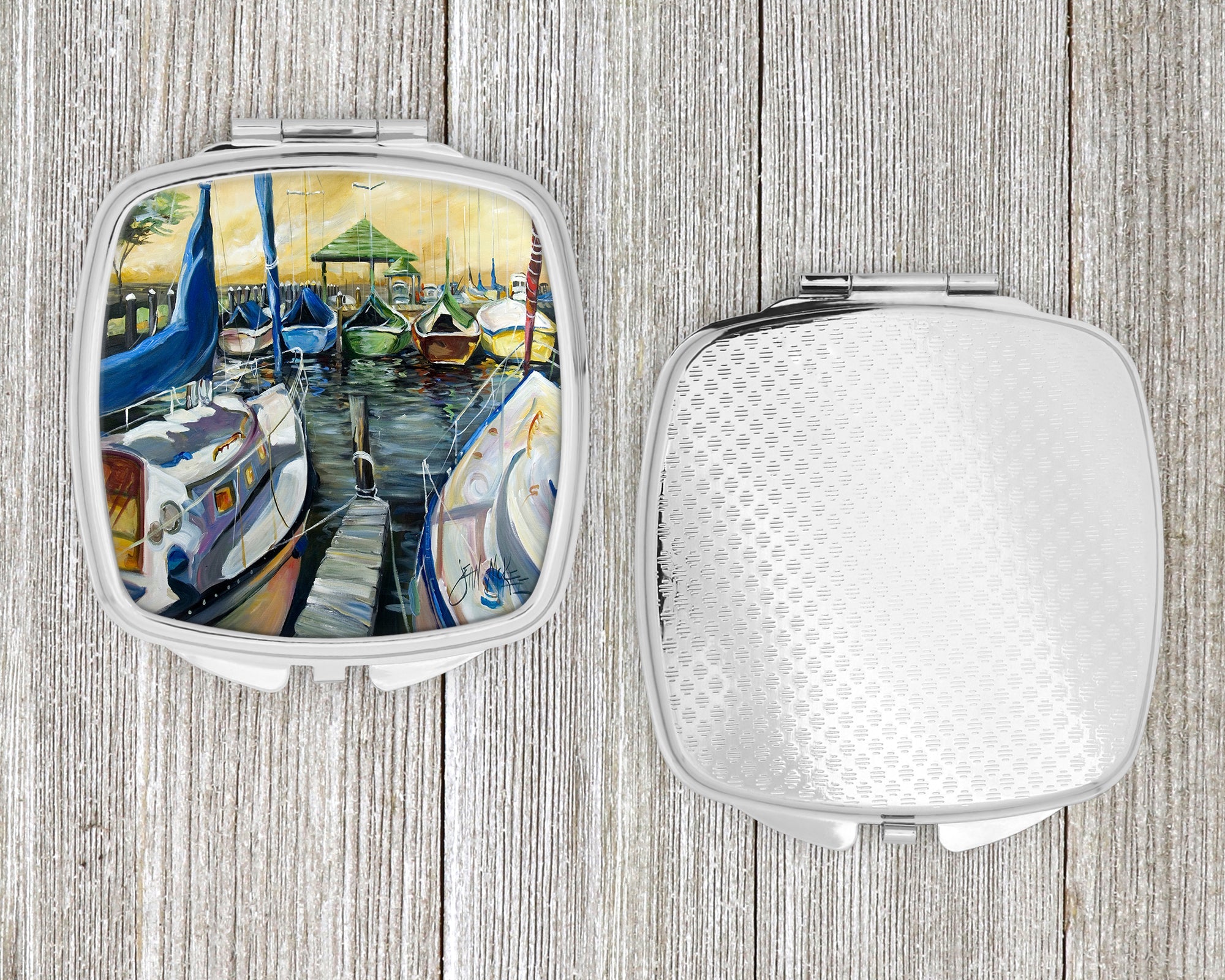 Seven Boats Sailboats Compact Mirror Decorative Travel Makeup Mirror for Women Girls Gifts Pocket Makeup Mirror Folding Handheld