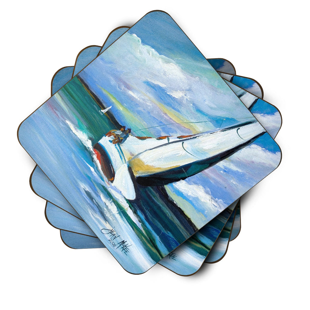 Two and a Sailboat Foam Coasters Set of 4 Cup Coasters for Indoor Outdoor, Tabletop Protection, Anti Slip, Mouse pad Material