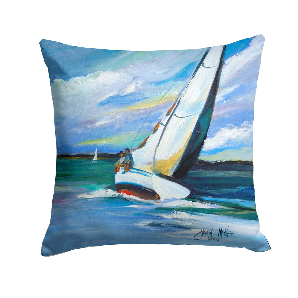 Two and a Sailboat Decorative Throw Pillow 14x14 Indoor Outdoor Accent Cushion, Fabric Cover with Insert for Sofa, Bed, Porch & Living Room