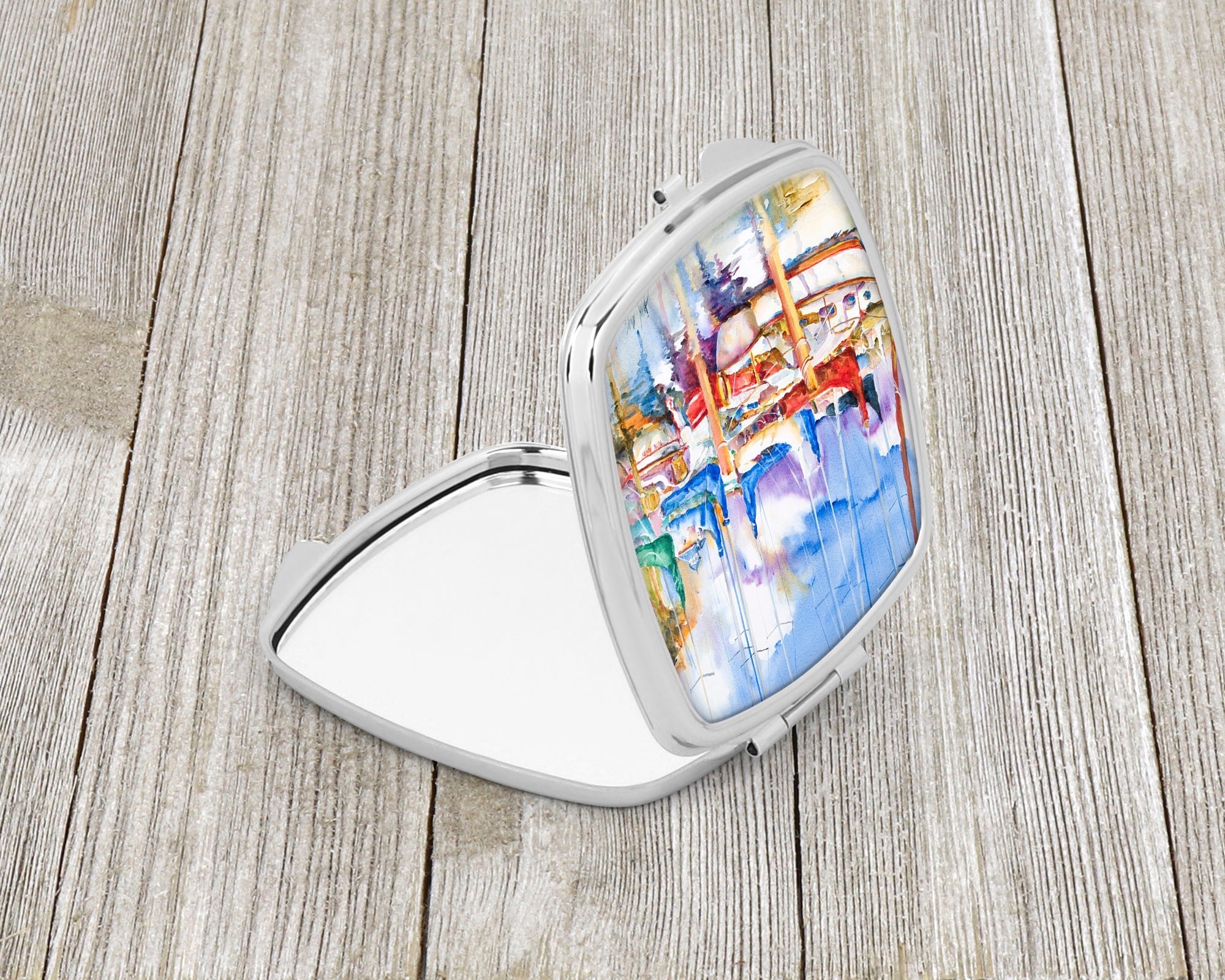 Runaway Sailboats Compact Mirror Decorative Travel Makeup Mirror for Women Girls Gifts Pocket Makeup Mirror Folding Handheld