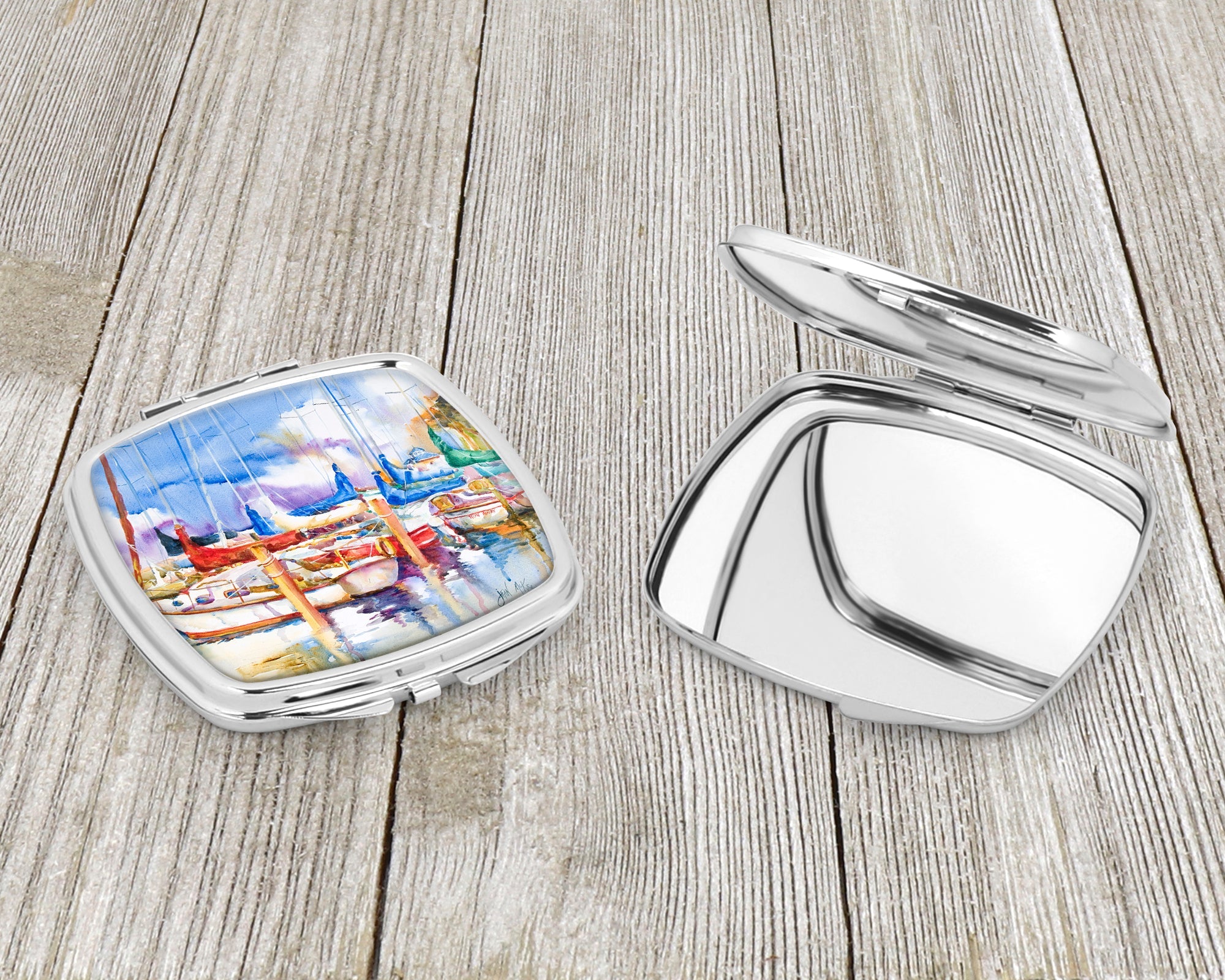 Runaway Sailboats Compact Mirror Decorative Travel Makeup Mirror for Women Girls Gifts Pocket Makeup Mirror Folding Handheld