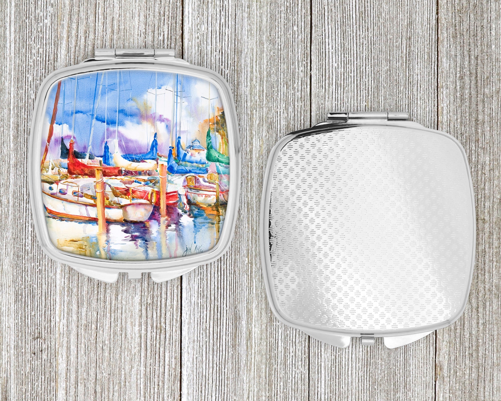 Runaway Sailboats Compact Mirror Decorative Travel Makeup Mirror for Women Girls Gifts Pocket Makeup Mirror Folding Handheld
