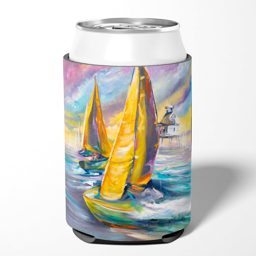 Middle Bay Lighthouse Sailboats Can or Bottle Hugger Cooler Sleeve for Standard 12 oz Cans, Insulated Foam Beer & Soda Can Hugger Reusable